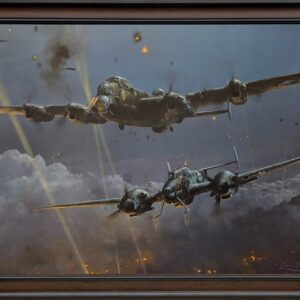 Lancaster Under Attack by Robert Taylor - Framed Canvas Giclee