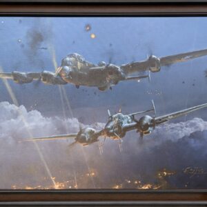 Lancaster Under Attack by Robert Taylor - Framed Canvas Giclee